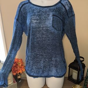 Blue distressed top